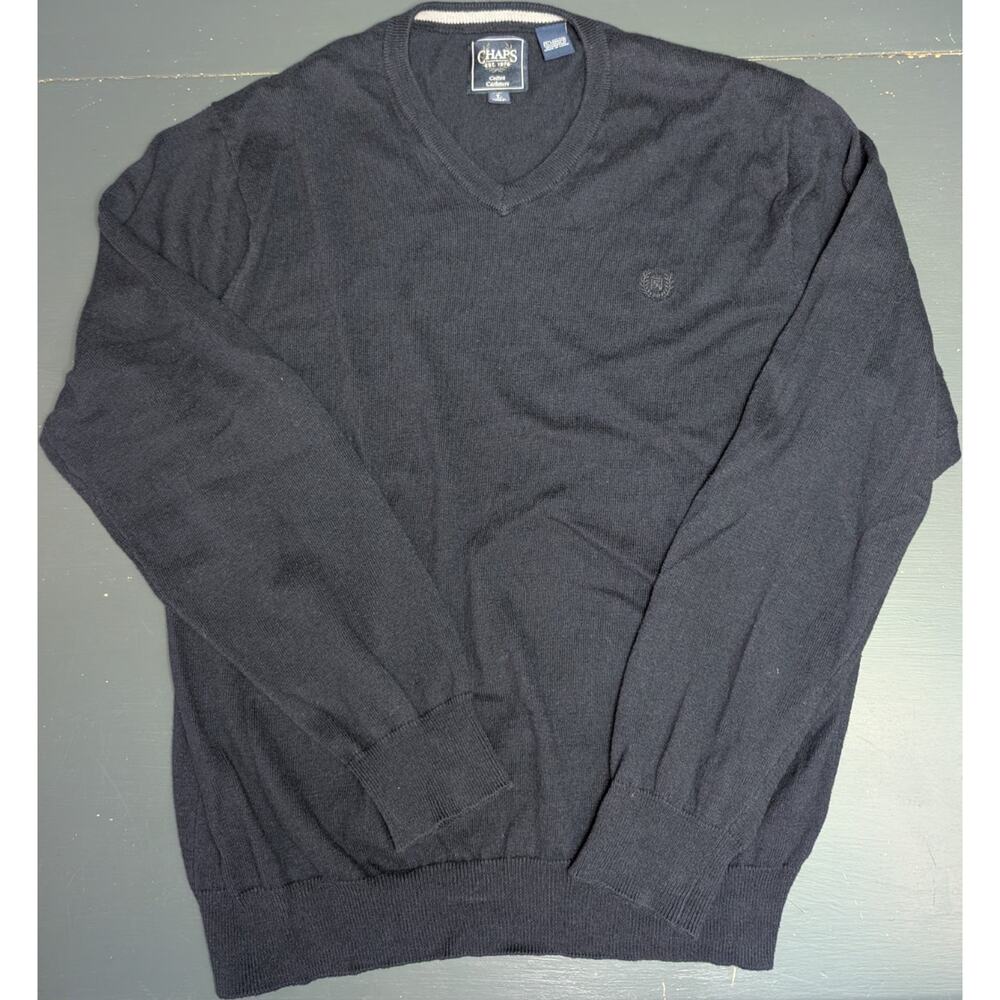 Chaps Men’s Cotton Cashmere V-Neck Lightweight Knit Pullover Sweater L